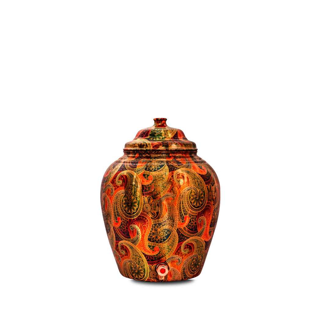 Handcrafted Pure Copper Water Pot Paisley Design